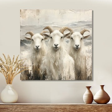 Grey And Brown Goat Minimalism Coastal Goats - Goat Wall Decor